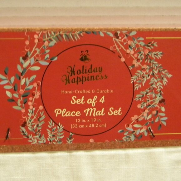 Holiday Happiness Hand Crafted Placemat Set of 4 Candy Cane Christmas NIP - Picture 3 of 6